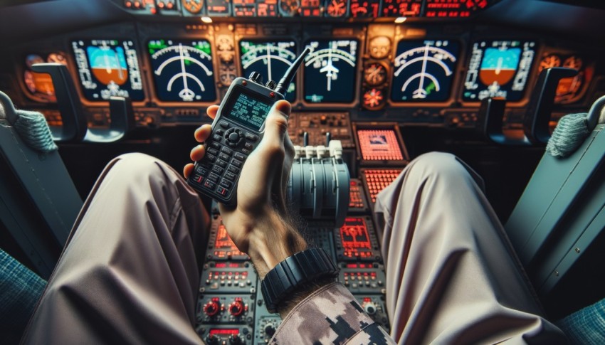 Posture of a pilot on an airplane.
