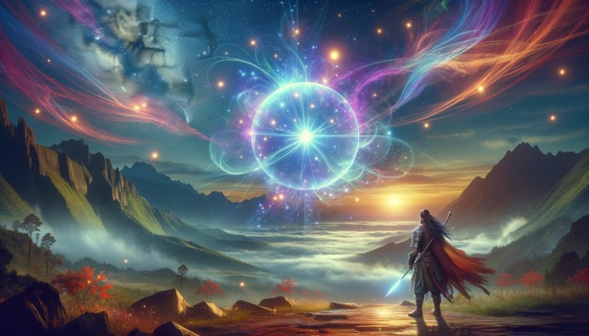 The creation of the world or the universe in various cultures.