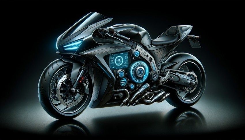 A high-tech sports car races through the streets at night, casting a twinkling neon light over the sleepless city.