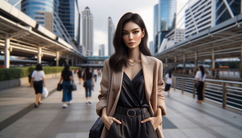 His comfortable dressing style and use of matching colors make him look warm and friendly.