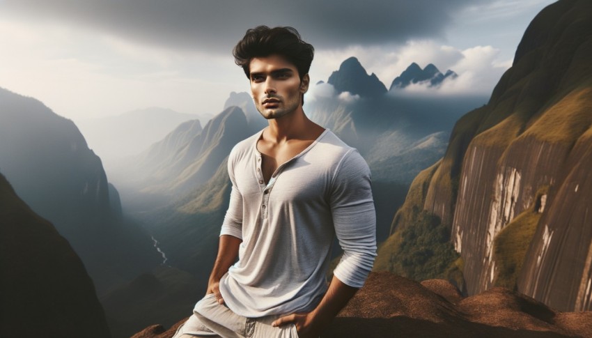 His poses look casual, but still clearly reflect his self-confidence.